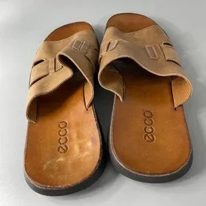 Ecco Men\'s Tan Leather Slide Sandals Size 43 Ecco | Shoes | Ecco Mens Tan Leather Slide Sandals Size 43  main image 3